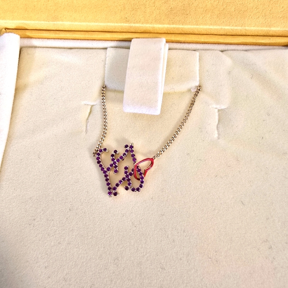 Fendi Purple and Red FF Heart Bracelet